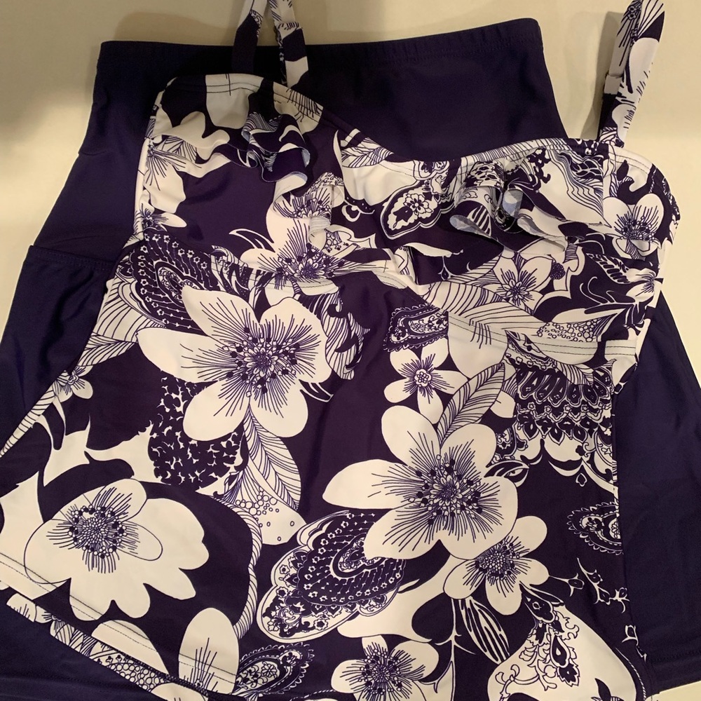 🏝Island print Tankini with high waist swim skort⛱